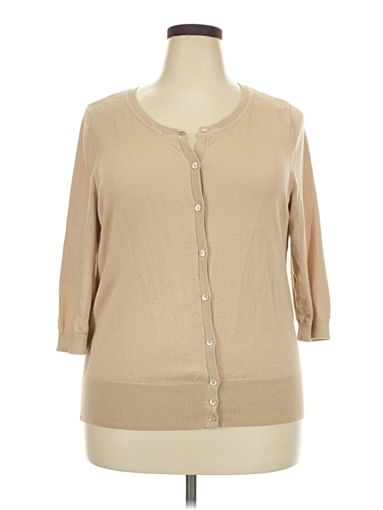 Pre-owned Lane Bryant 3/4 Sleeve Blouse In Tan