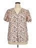 Misslook 100% Polyester Floral Tan Short Sleeve Blouse Size XXXL - photo 1