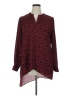 Pleione 100% Polyester Polka Dots Burgundy Long Sleeve Blouse Size XL - photo 1