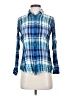 Talbots 100% Rayon Plaid Blue Long Sleeve Button-Down Shirt Size XS - photo 1