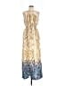 Lavender Brown 100% Polyester Print Gold Cocktail Dress Size M - photo 1