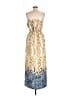 Lavender Brown 100% Polyester Print Gold Cocktail Dress Size M - photo 2