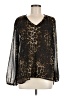 IMAN 100% Polyester Animal Print Black Long Sleeve Blouse Size M - photo 1