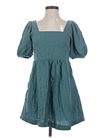 Madewell Lightspun Square-Neck Puff-Sleeve Dress (view 1)