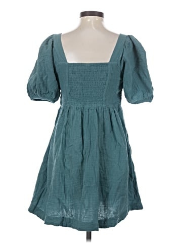 Madewell Lightspun Square-Neck Puff-Sleeve Dress (view 2)