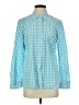 Talbots 100% Cotton Checkered-gingham Teal Long Sleeve Button-Down Shirt Size S - photo 1
