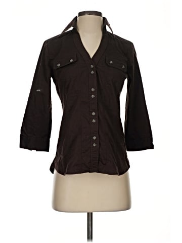 New York & Company 3/4 Sleeve Button-Down Shirt (view 1)