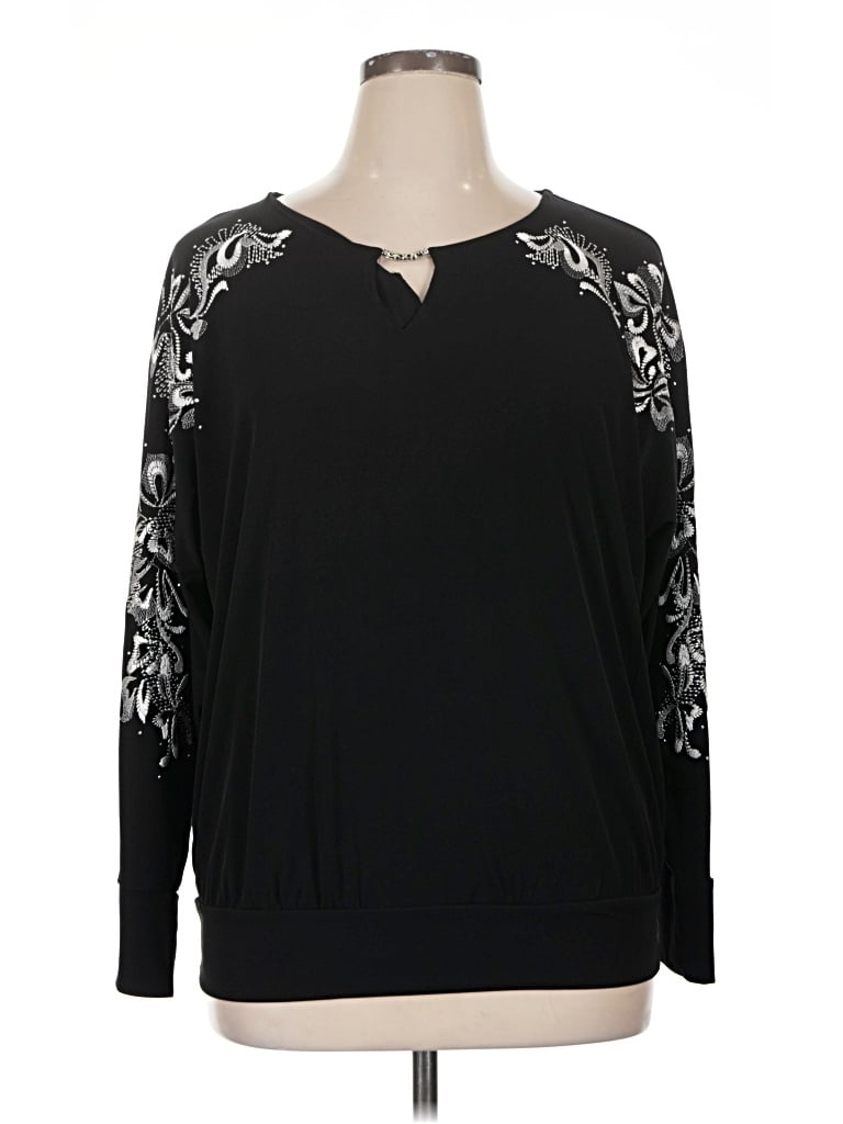 Pre-owned Jm Collection Long Sleeve Blouse In Black