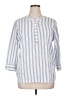 Talbots Outlet 100% Cotton Stripes Blue 3/4 Sleeve Button-Down Shirt Size XL - photo 1