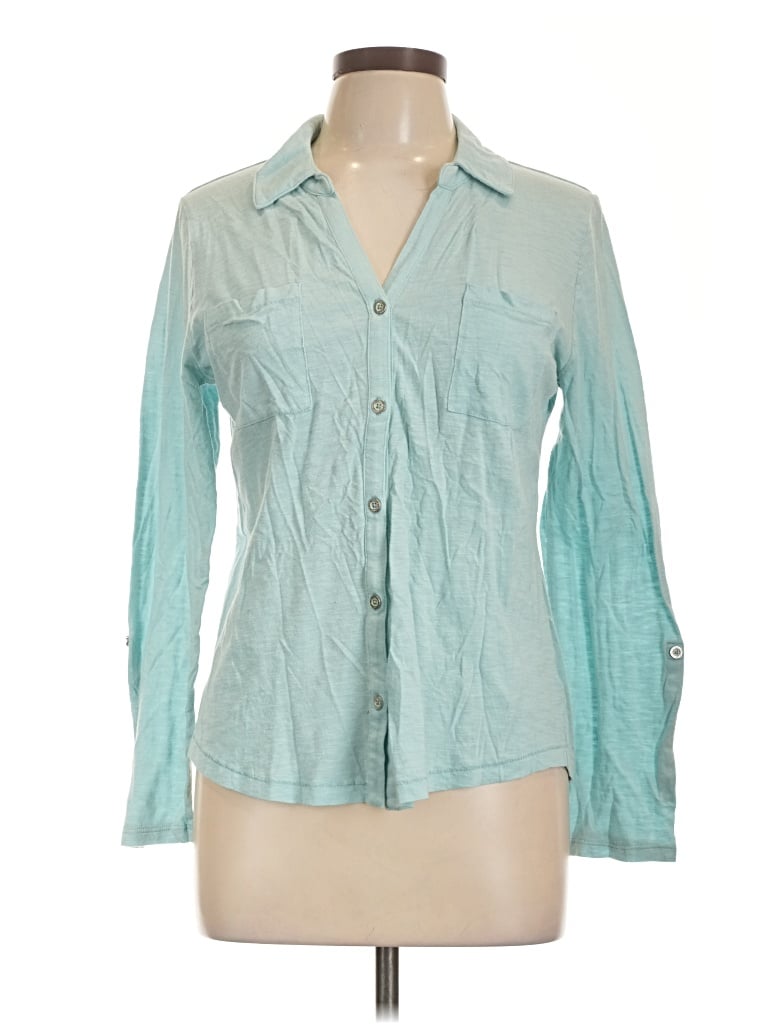 Pre-owned Liz Claiborne Long Sleeve Button Down Shirt In Teal