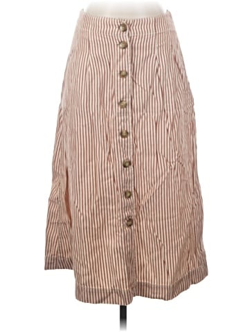 Madewell Patio Button-Front Midi Skirt in Clay Stripe (view 1)