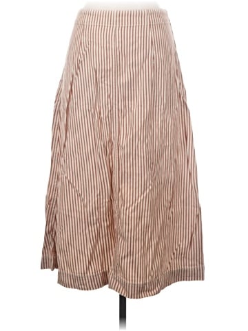 Madewell Patio Button-Front Midi Skirt in Clay Stripe (view 2)