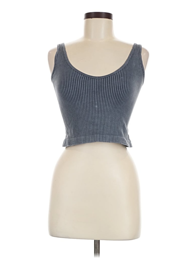Pre-owned Aura Tank Top Gray Strapless Neckline Tops