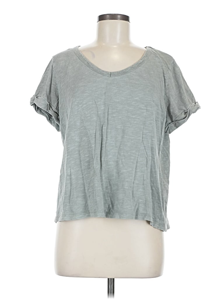 Pre-owned Candace Cameron Bure Short Sleeve Top Gray Scoop Neck Tops