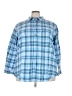 Woman Within 100% Cotton Plaid Blue 3/4 Sleeve Button-Down Shirt Size 22 (1X) - photo 1