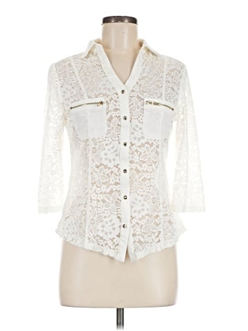 Papaya 3/4 Sleeve Button-Down Shirt (view 1)