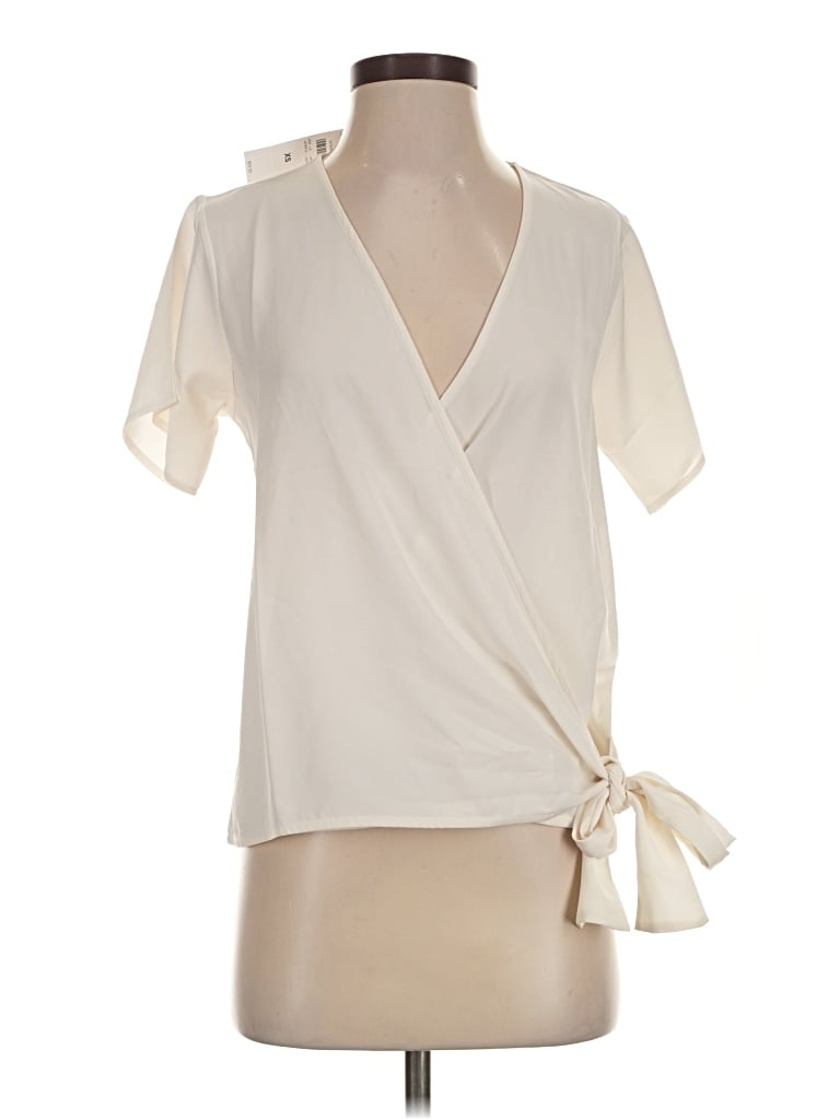 Ann Taylor Short Sleeve Blouse In White