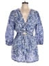 LOFT Beach 100% Linen Print Blue Romper Size L - photo 1
