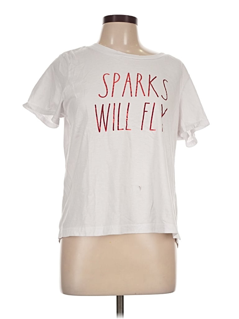 Pre-owned Rae Dunn Short Sleeve T-shirt In White
