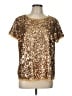 Talbots 100% Silk Metallic Gold Short Sleeve Top Size L (estimated) - photo 1