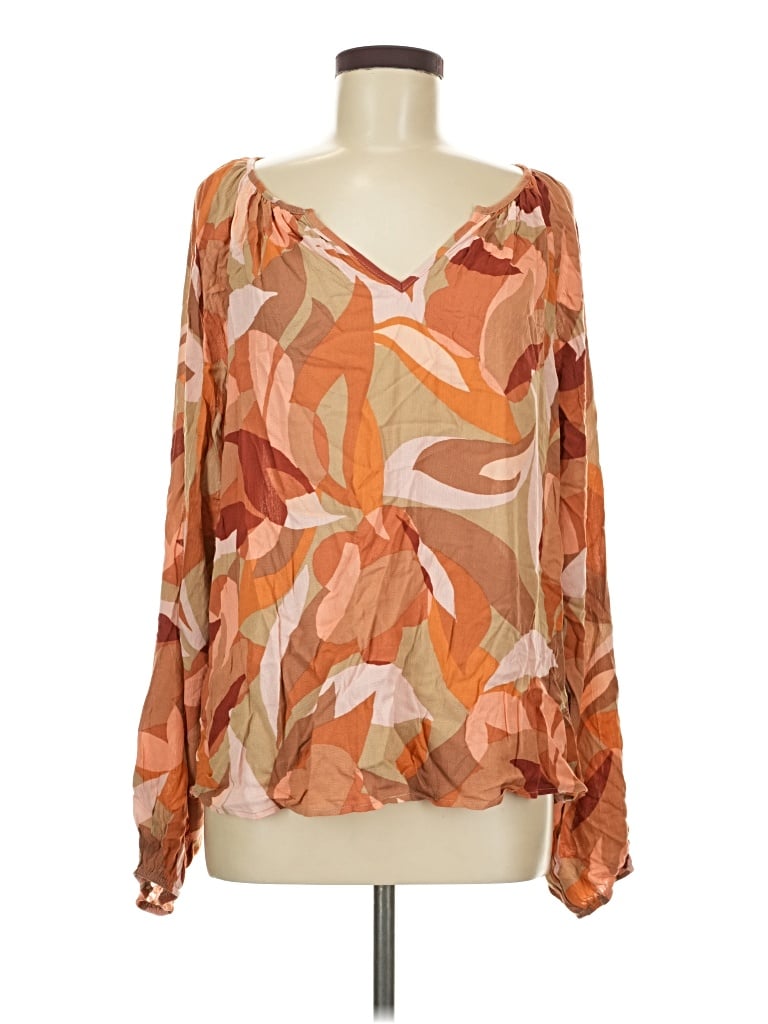 Pre-owned Andree By Unit Long Sleeve Blouse In Orange
