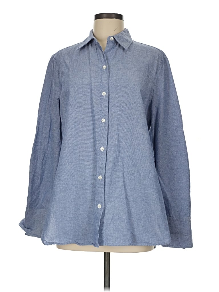 Pre-owned Max Studio Long Sleeve Button Down Shirt In Blue