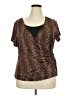 Elementz Animal Print Brown Short Sleeve Blouse Size 2X - photo 1