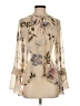 19 Cooper 100% Polyester Floral Ivory Long Sleeve Blouse Size S - photo 1