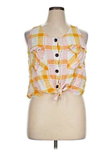 a.n.a. A New Approach Sleeveless Button-Down Shirt (view 1)
