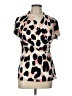 DKNY Animal Print Ivory Short Sleeve Blouse Size L - photo 1