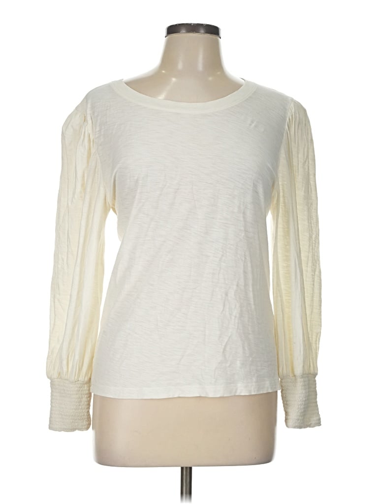 Pre-owned Nation Ltd Long Sleeve Top Ivory Crew Neck Tops