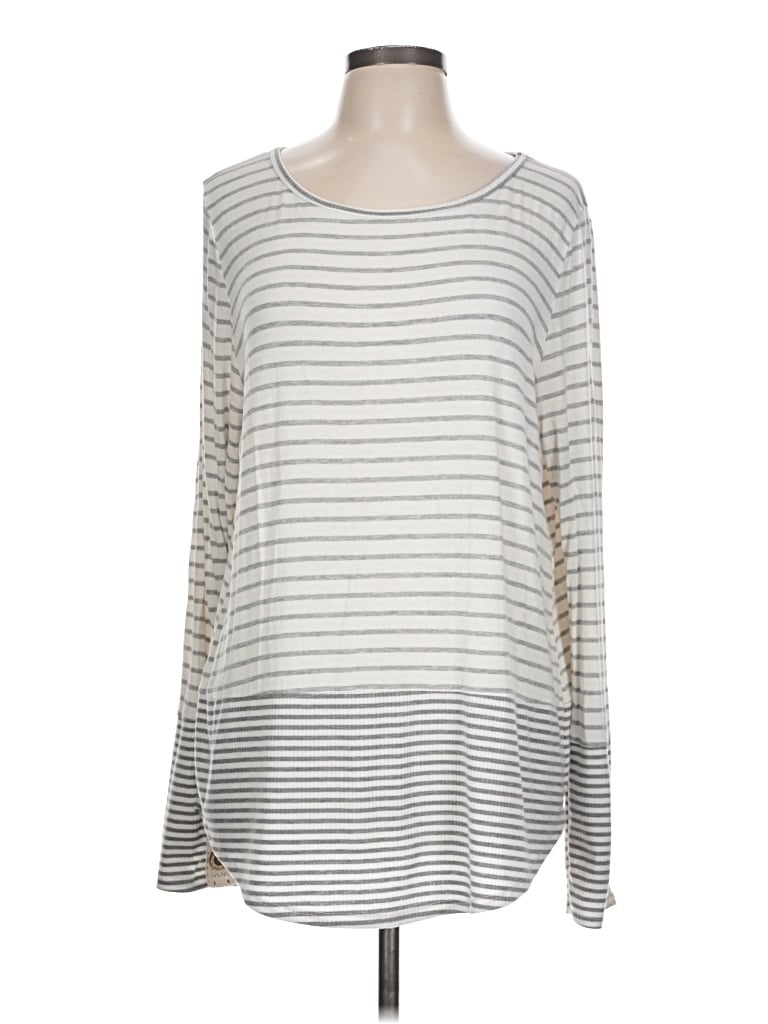 Pre-owned Adora Long Sleeve Top Gray Boatneck Tops