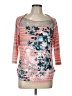 New Directions Floral Stripes Orange 3/4 Sleeve Top Size L - photo 1