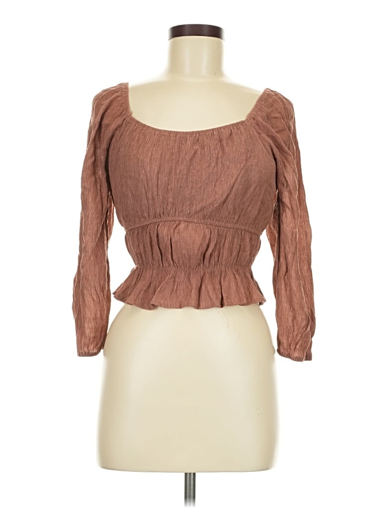 Pre-owned Paper Crane 3/4 Sleeve Blouse In Brown