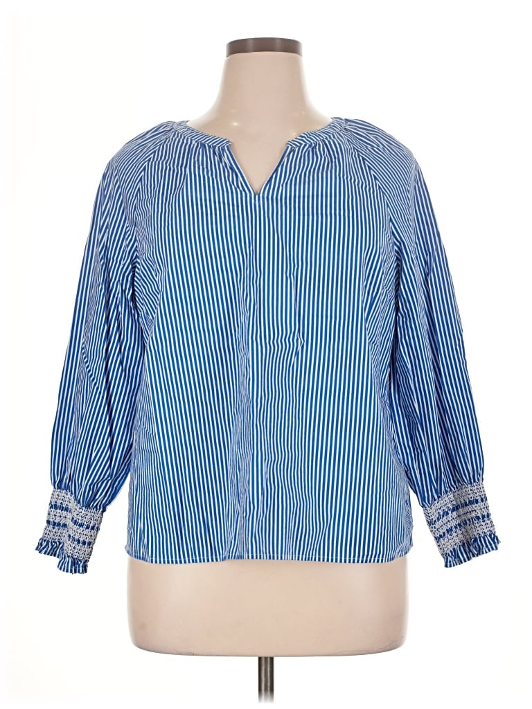 Pre-owned Talbots 3/4 Sleeve Blouse In Blue