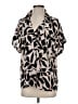 CAbi Print Tan Short Sleeve Blouse Size S - photo 1