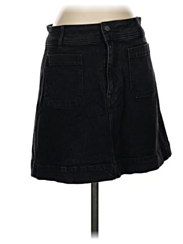 Madewell Stretch Denim A-line Mini Skirt in Black Frost (view 1)