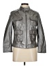 Boden 100% Leather Solid Silver Gray Leather Jacket Size 6 - photo 1