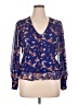 Nine West 100% Polyester Blue Long Sleeve Blouse Size XL - photo 1