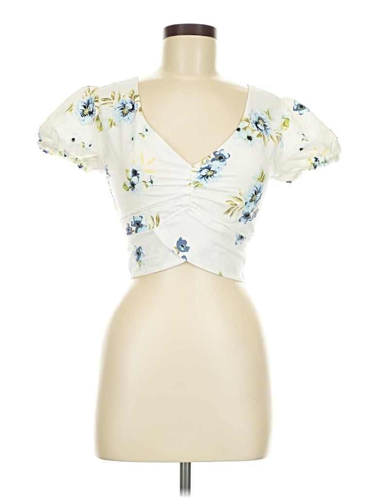 Pre-owned Madden Nyc Short Sleeve Blouse In Ivory