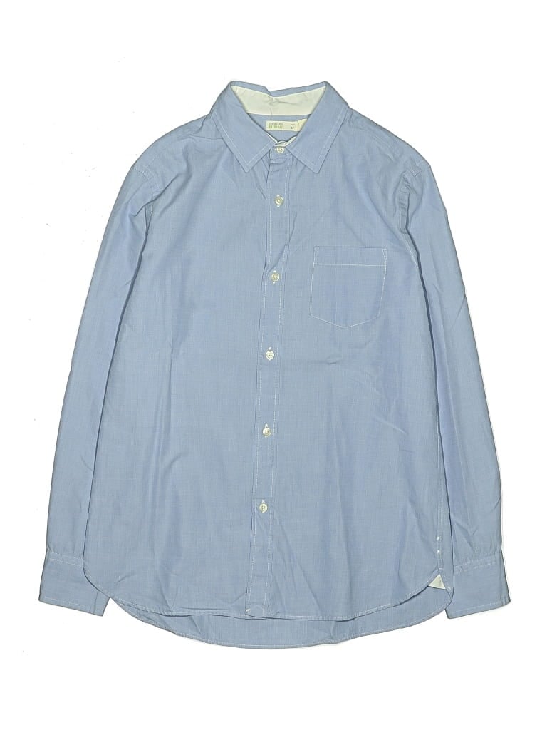 Pre-owned Crewcuts Kids' Long Sleeve Button Down Shirt In Blue