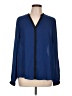 Love 21 100% Polyester Color Block Blue Long Sleeve Blouse Size L - photo 1