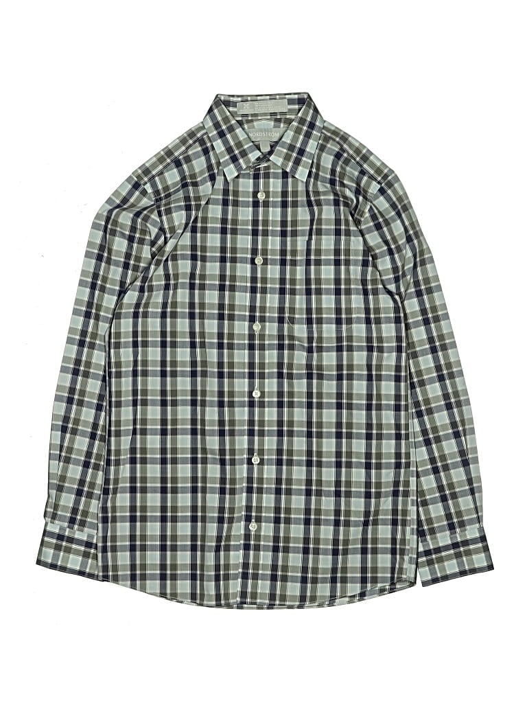 Pre-owned Nordstrom Kids' Long Sleeve Button Down Shirt In Green