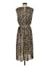 H&M 100% Polyester Animal Print Brown Casual Dress Size S - photo 2