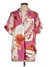 Unbranded 100% Polyester Tropical Pink Short Sleeve Blouse Size L - photo 1
