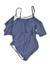 Pink Blush Solid Blue Swimsuit Top Size XL - photo 2