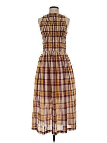Madewell Smocked Boatneck Maxi Dress in Plaid Seersucker (view 1)