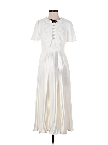 Self-Portrait White Lace Bib Midi Dress (view 1)