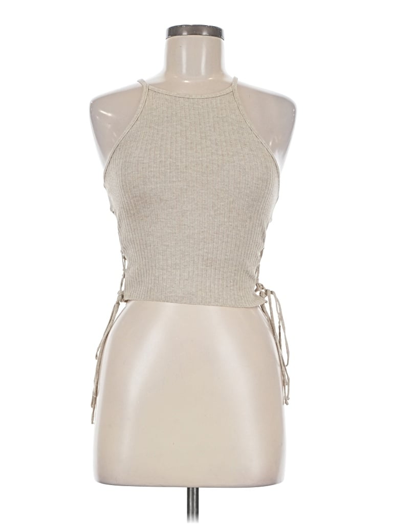Pre-owned Forever 21 Sleeveless Top Tan Halter Neckline Tops