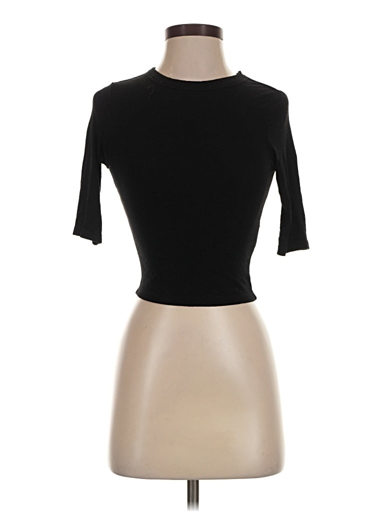 Pre-owned Enza Costa Short Sleeve Turtleneck In Black